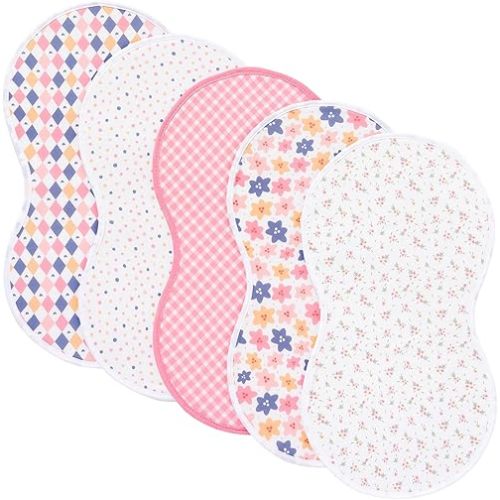 sleepyturtle Pack of 5,Baby Burp Cloths,Soft and Absorbent,Unisex,Easy to Use