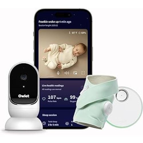 Owlet® Dream Duo Smart Baby Monitor: FDA-Cleared Dream Sock® plus Owlet Cam - Tracks & Notifies for Pulse Rate & Oxygen while viewing Baby in 1080p HD WiFi Video - Mint