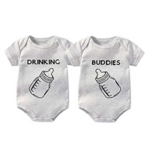 YSCULBUTOL Baby Twins Bodysuit Drinking Buddies Unisex Romper