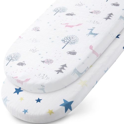 Shop by Size - Muslin Bassinet Sheet, 2 Pack, Ultra Soft and Breathable Bamboo and Cotton, Star & Fox