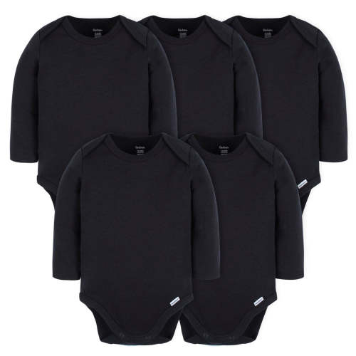 5-Pack Baby Black Premium Long Sleeve Onesies® Bodysuits – Gerber Childrenswear