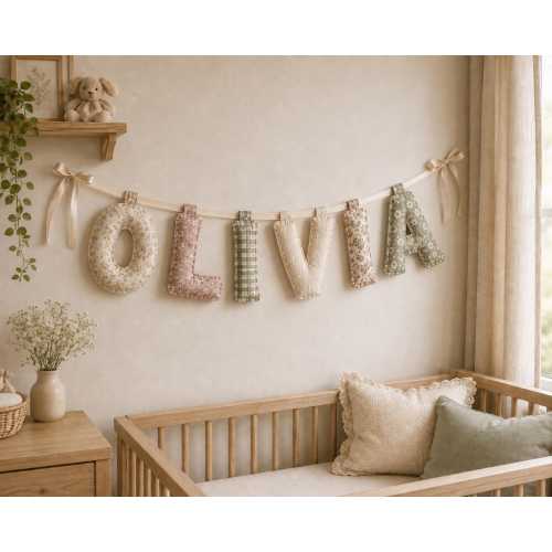 Personalized Fabric Name Banner – Handmade Puffy Nursery Letters