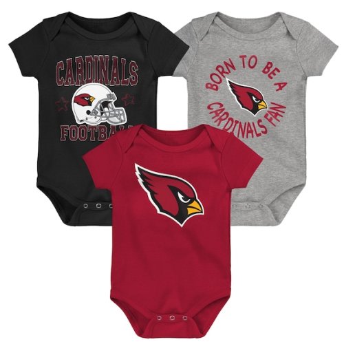 Arizona Cardinals Infant Born to Be 3-Pack Bodysuit Set - Cardinal/Black/Gray