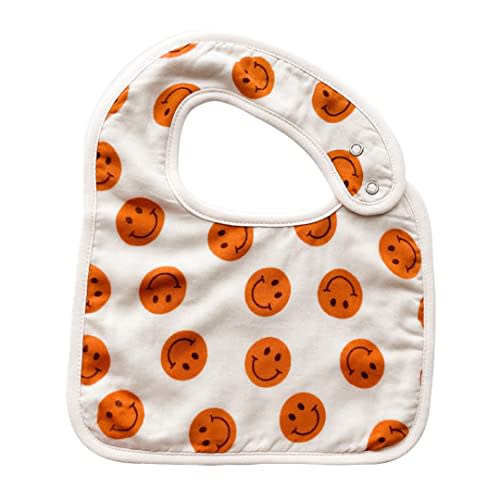 Milkmaid Goods Bamboo Baby Bibs, Gender Neutral Adjustable Snap Bib for Boys and Girls, Soft & Absorbent Drooling Pad for Teething, Machine Washable (Yellow Smiley, Bib)