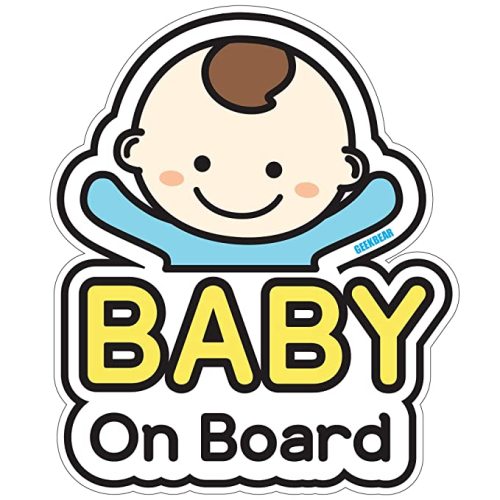 GEEKBEAR Baby on Board Car Sticker - Character Design, Reflective, Weather-Resistant (01. Basic Boy)