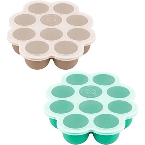 KeaBabies Silicone Baby Food Freezer Tray with Clip-on Lid - 2oz x 10 Pods Baby Food Silicone Freezer Molds, Breast Milk Freezer Tray, Dishwasher, Microwave, BPA-Free Baby Food Storage Tray