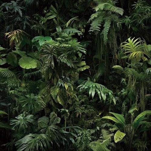 FunStick 17.5"x354" Green Tropical Peel and Stick Wallpaper Dark Jungle Forest Leaves Wall Paper Renter Friendly Wallpaper Kitchen Cabinet Contact Paper Black Self Adhesive Vinyl Wallpapers for Walls