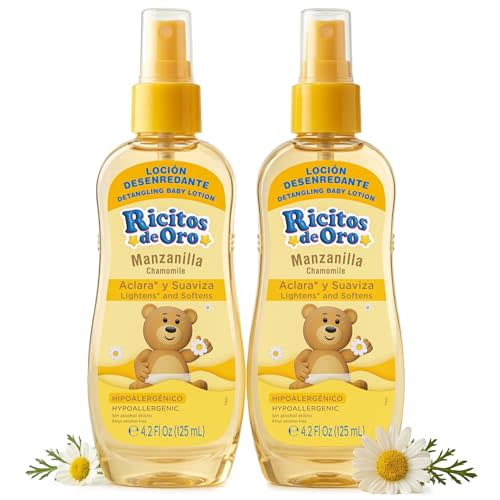 Ricitos de Oro Baby Hair Lotion Chamomile Detangler Spray, Softens and Helps Lighten Hair, 4.2 Fl Oz (125 mL) 2 Pack Detangler
