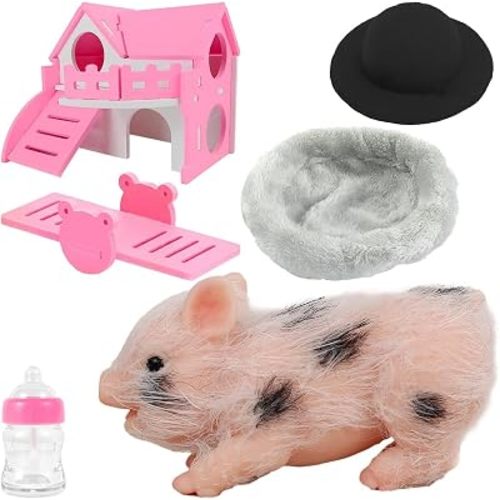 Eummy Silicone Mini Animals Pig Set, 5 Inch Toys for Girls & Boys, Realistic Cute Baby Piggy Doll Soft Body, Item for Kids, Her, Birthday, Christmas Stocking Stuffers