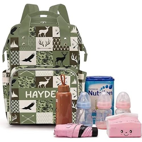 Voltexia Personalized Diaper Bag with Name, Custom Diaper Bag with Thermal Pockets Multi-function Nursing Baby Bags Large Capacity Nappy Bag Travel Nappy Backpack for Baby Boys