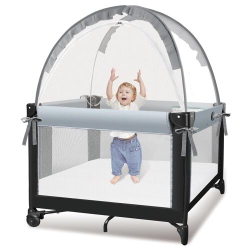 Crib Tent - Crib Net to Keep Baby in, Stop Baby from Climbing Out of Crib, Pop Up Crib Tent with Durable Breathable Net Double Zipper Strong Rods Installation Convenience