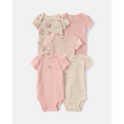 Baby Girl 5-Pack Floral Multipack Bodysuits - Pink/Ivory | Carter's