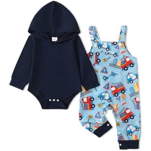 NZRVAWS Baby Boy Clothes Newborn Outfits Infant Romper Fall Winter Hoodie Pocket Pants Overalls Set NB-18M