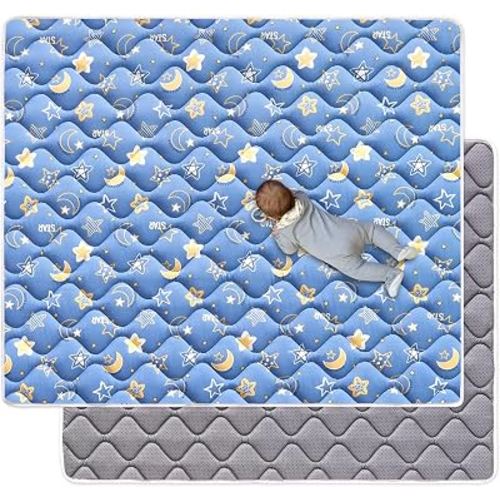 50" x 50" Foldable Baby Play Mat, Odorless Premium Foam Microfiber Floor Mat, Hypoallergenic Non‑Slip Washable for Infants Toddlers, Playpen, Tummy Time & Travel