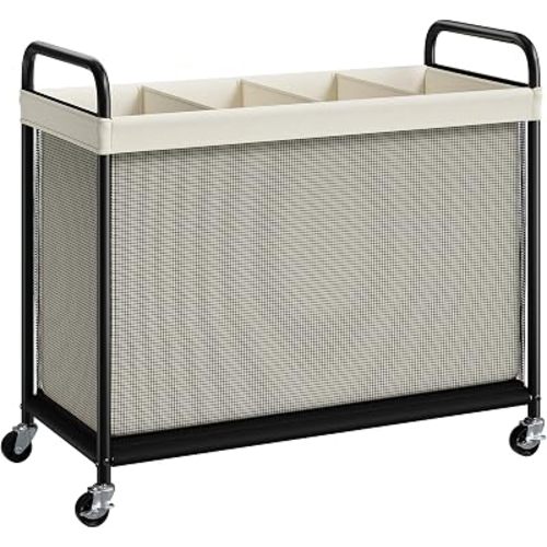 ELYKEN Laundry Hamper 4 Section, 140L Rolling Laundry Sorter with Wheels