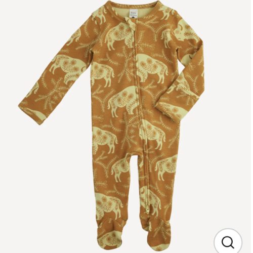 long sleeve two way zipper footie | buffalo vine | organic cotton interlock