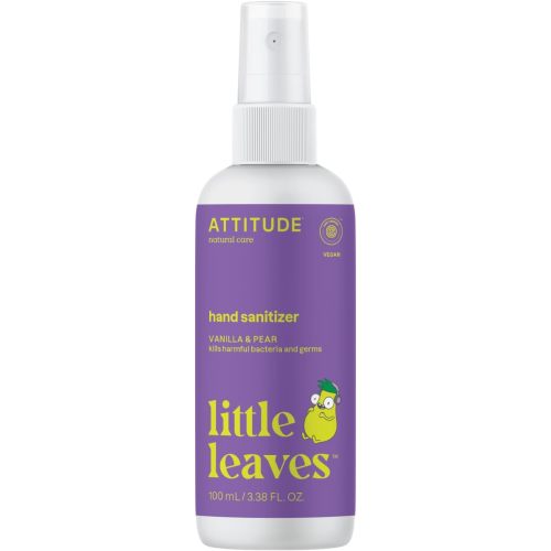 ATTITUDE Hand Sanitizer Spray for Kids & Adults, EWG Verified, Travel Size, Dermatologically Tested, Plant and Mineral Based, Vegan, Vanilla and Pear, 3.5 Fl Oz (Spray Bottle)
