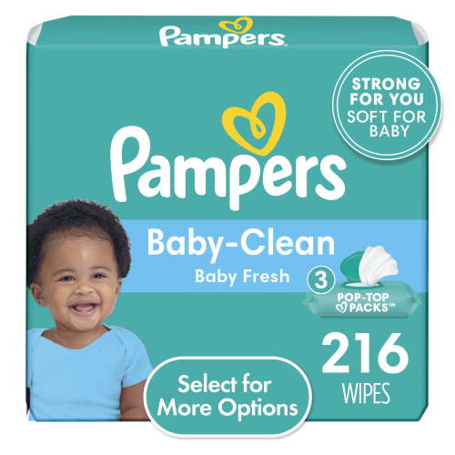 Pampers Baby Fresh Baby Wipes 3X Flip-Top Packs 216 Wipes (Select for More Options)
