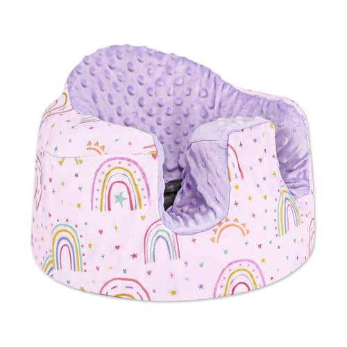 Seat Cover Compatible with Bumbo Seat, Soft and Breathable Baby Floor Seat Cover for Baby Boy & Girl (Cover Only), Purple Love and Rainbow