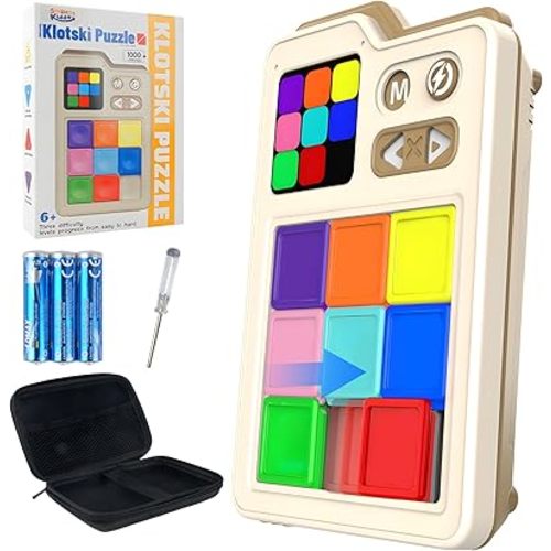 SMILESSKIDDO Super Slide Puzzle Games, Original 1000+ Challenges & 3 Modes, Brain Teaser Puzzle, Super Electronic Sliding Puzzles Toy Gifts for Kids & Adults, Fun Unblocking Logic Game