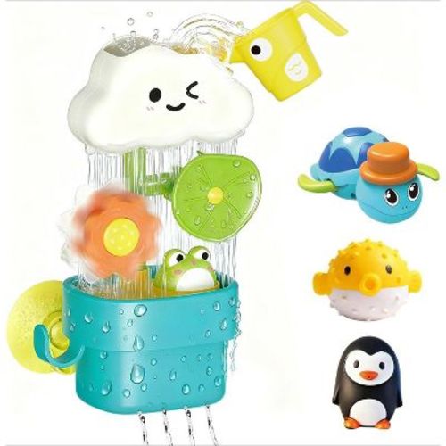 TEMI Waterwheel Bath Toy with Suction Cup, Bathtub Playset for Babies and Toddlers Ages 1-4