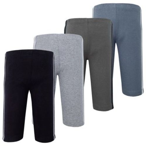 Hudson Baby Basics Infant Boy Comfy Cotton Pants 4-Pack, Shadow & Mist, 0-3 Months