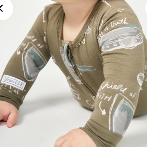 Armor of God Green PJ Footed Onesie Bamboo – Holy Pals