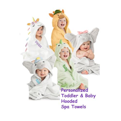 Personalized Organic Hooded Spa Towel for Toddlers & Babies: Animal Theme; Unique baby name gift, Custom child gift