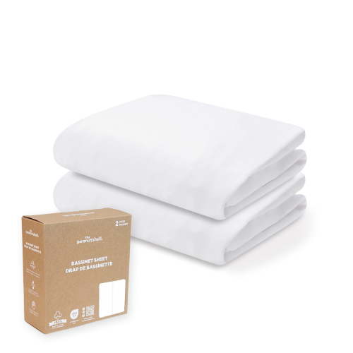 The Peanutshell Organic Cotton Bassinet Sheets, Bed Sheets for Baby Boys and Girls, White, 2 Pack