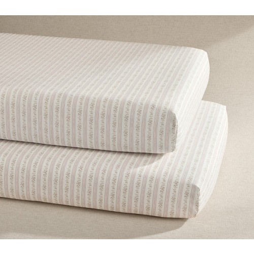 LoveShackFancy Garden Rose Stripe Organic Cotton Crib Fitted Sheet