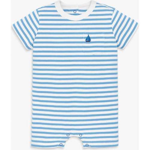 Baby Embroidered Stripe Pocket Shortie, Cornflower White Stripes - Primary | Maisonette