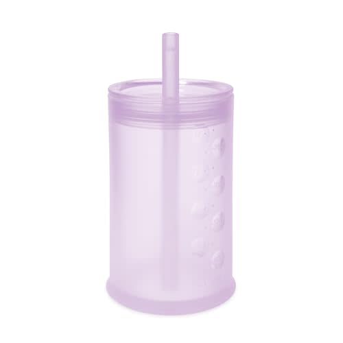 Olababy Silicone Straw Sippy Cup for Toddlers 1-3, Unbreakable, Lilac 9oz | For 12mo to 2yr+. BPA/PVC/Lead-Free. For Juice, Milk & Smoothies. See-Through, Leak-Resistant, Freezer & Microwave Safe.