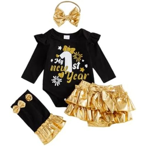 BeQeuewll Newborn Baby Girl Easter Outfit Bunny Clothes Romper+Bloomers Tutu Skirt+Socks+Headband Set First Easter Outfit