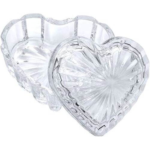 Heart-Shaped Glass Storage Box Embossed Jewelry Box with Lid