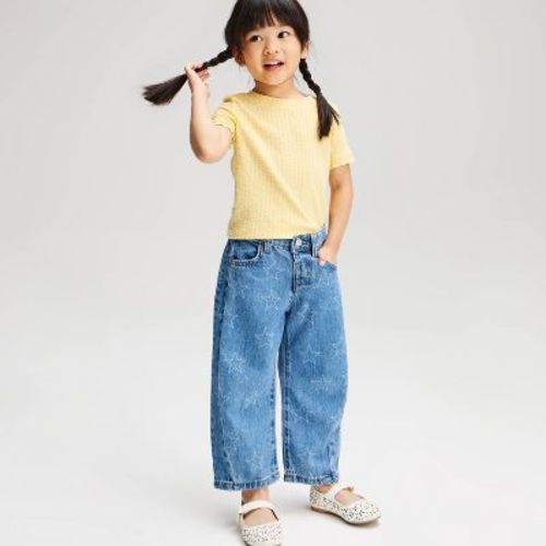 Toddler Girls' Stars Barrel Denim Pants - Cat & Jack™ Medium Wash 2T