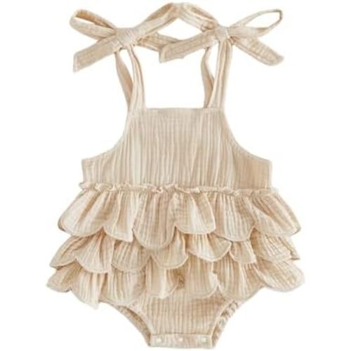 BeQeuewll Baby Girl 4th of July Outfit Newborn Infant Romper Dress Flag Print Sleeveless Tie Up Tutu Bodysuit Cute Outfits