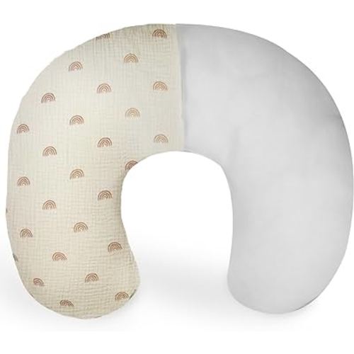 Nursing Pillow with Removable Muslin Cover,Nursing Pillows for Breastfeeding,Tummy time and Baby Sitting Support,Rainbow