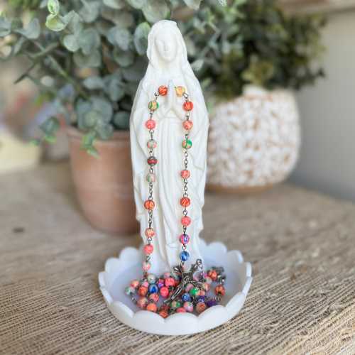 Mary Rosary and Holy Water Holder, First Communion, Confirmation Gift