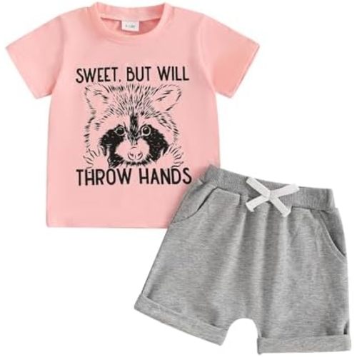 allshope Toddler Baby Girl Summer Outfit Short Sleeve T Shirt Top Casual Shorts Set Infant Newborn Clothes 6 12 18 24 Month