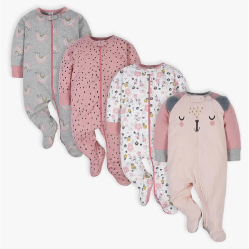 Gerber Baby Girls 4 Pack Sleep 'N Play Footie
