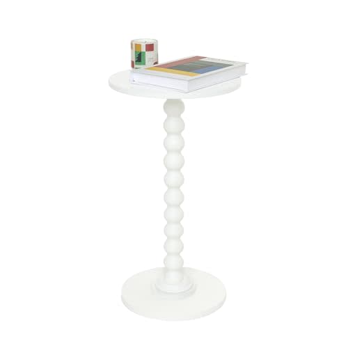 Fultyle Round Side Table, Small Drink Table for Small Spaces, Modern Accent End Table Nightstand with Solid Wood Leg for Living Room, Bedroom, Corners, and Office (White)
