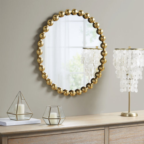 Madison Park Signature Marlowe Beaded Round Wall Mirror & Reviews | Wayfair