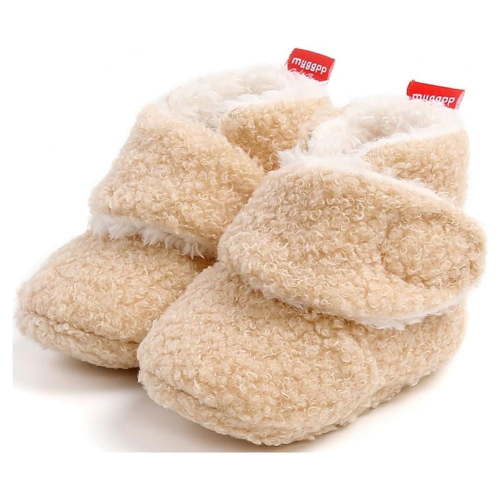 Unisex Baby Cozy Fleece Booties Stay On Slippers Soft Shoes Non Slip Boys Girls Winter Warm Shoes