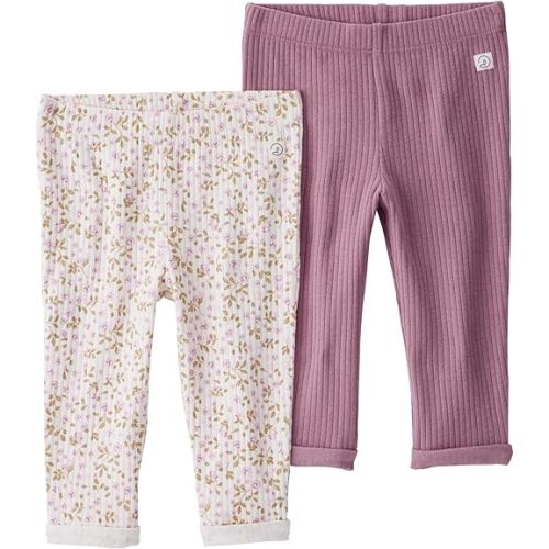 Little Planet by Carter's Baby Girls' 2-Pack Textured Pants Made with Organic Cotton