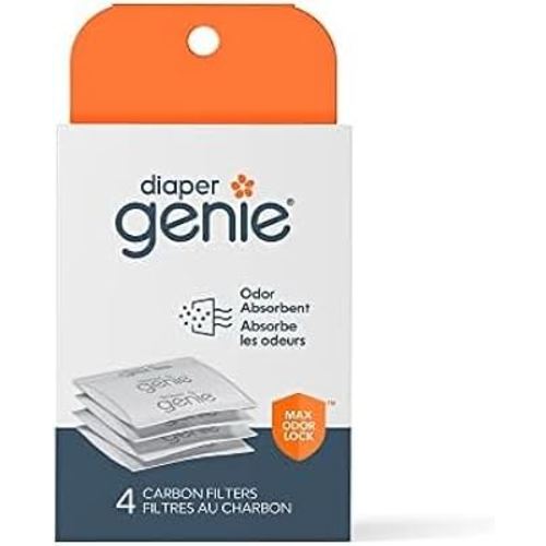 Diaper Genie Carbon Filter 4 Count Diaper Pail Odor Eliminator & Deodorizer | Compatible with the Genie Complete and Expressions Pail (Pack of 12)