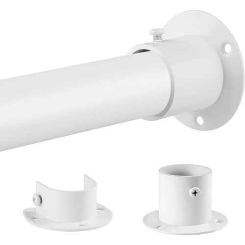 1.3 Inch Diameter Closet Rods for Hanging Clothes, Metal Heavy Duty Closet Rod 17-64 Inch Adjustable, White Closet Bar for Hanging Clothes, Suitable for Closet, Wardrobes, Bathroom, Windows