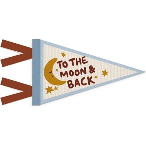 Nursery Wall Decor Felt Banner, To The Moon and Back Flag