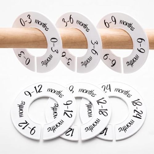 Pro Goleem Baby Closet Dividers Unisex Baby Closet Organizer for Nursery Baby Clothes Size Age Dividers Fits 1.5" Rod 6 PCS