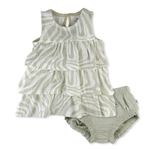 HonestBaby baby-girls 2-piece Flutter Tee, Dress With Ruffle Diaper Cover 100% Organic Cotton for Infant Baby and Toddler Girls