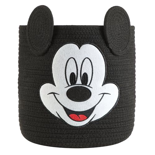 Disney Mickey Mouse Figural Rope Storage Basket Organizer, Kids Toy Bin, Nursery & Room Décor, 10”H x 10”W
